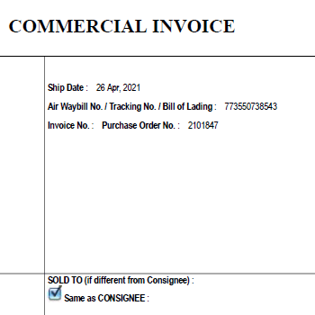 聯邦快遞商業發票